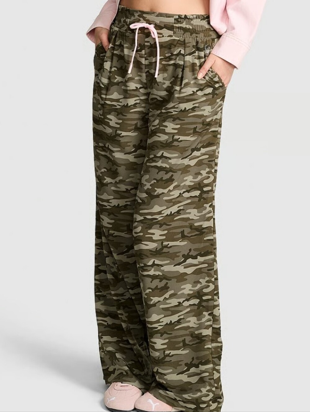 VS Pink Tech Woven Straight-Leg Pants Sz XL NWT